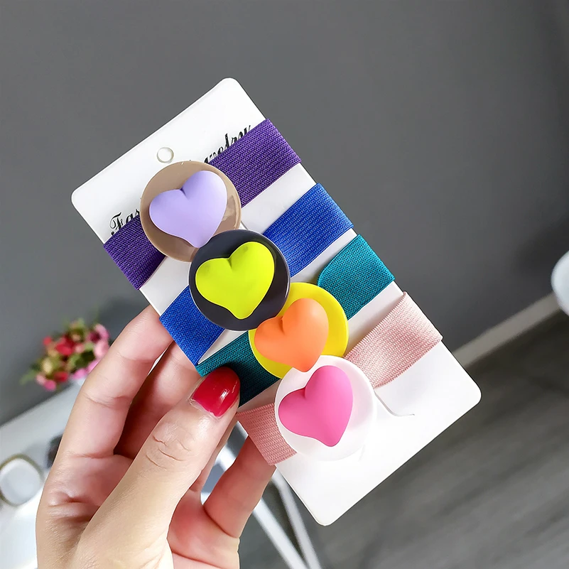 

2019 Lovely Star Elastic Hair Rubber Bands For Girl Cute Heart Hair Ropes For Women Colorful Wide Hair Band For Kids Headwear
