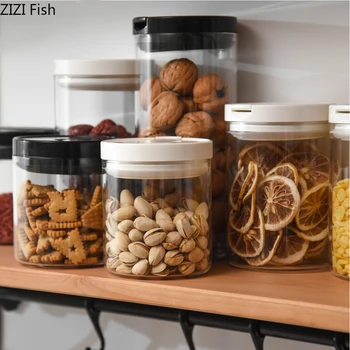 

Glass Jars Sealed Cans with Cover Kitchen Food Storage Bottles Mason Spice Jars Candy Storage Banks Tea Box Kitchen Storage Can