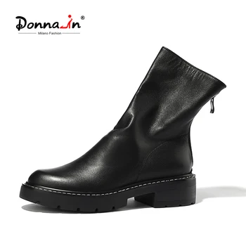 

Donna-in 2020 New Martin Chelsea Women's Boots Rubber Thick Platform Mid Heel Boot Winter Autumn Female Short Shoes Mid-calf