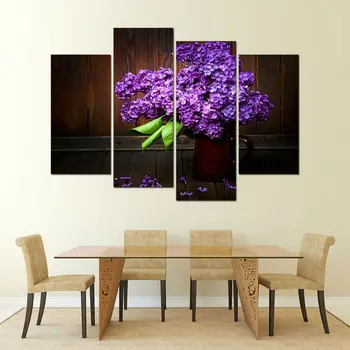 

Modular Pictures Home Decor Canvas Painting 4 Panel Purple Flowers Top-Rated Wall Pictures For Living Room Painting PENGDA