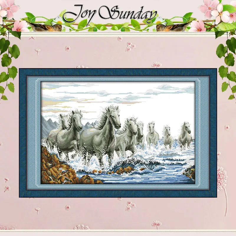 Thousands of Horses Galloping Ahead(2) Counted Cross Stitch 11 14CT animals Cross-stitch Kits Embroidery Needlework | Дом и сад