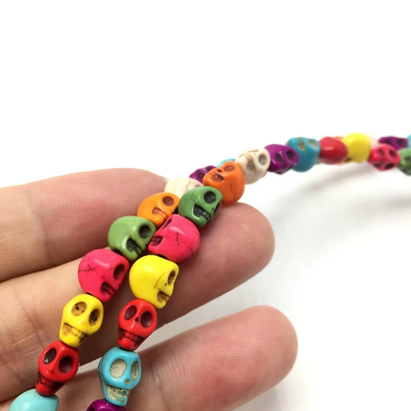 

52pcs Colorful Manmade Howlite Skull Bead Natural Stone Charm Wholesale Supplies For Jewelry Making Bracelets Diy Accessories