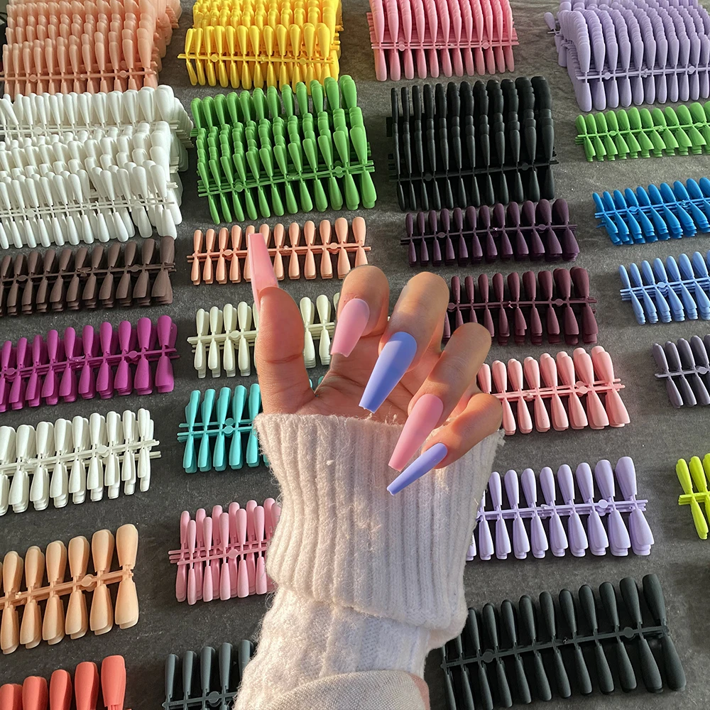 24 Adet torba Mix Renkli Diki siz Plastik Takma T rnak Tam Kapsama 
