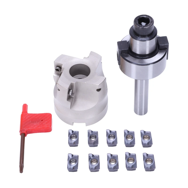

EASY-C12 FMB22+ 400R Right Angle Shoulder Face Mill Cutter 50mm + 10Pcs APMT1604 Carbide Inserts with Wrench for Milling Tool