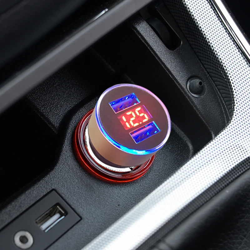 3.1A мини usb зарядное устройство для авто с контрастным Зарядное автомобиля двумя