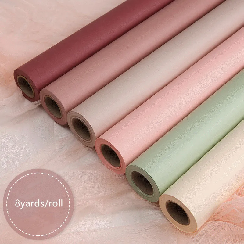 58cmx8yards Roll Korean Style Solid Color Flower Wrapping Paper Gift Kraft Paper Bouquet Packaging Supplies