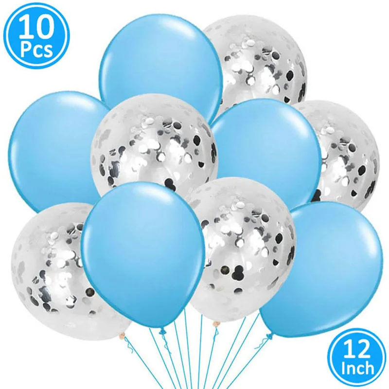 silver blue 10 шт смешанный воздушный шар "Конфетти" Свадебные украшения для детского душа Девичник вечерние DIY Настольные принадлежности - Цвет: silver blue