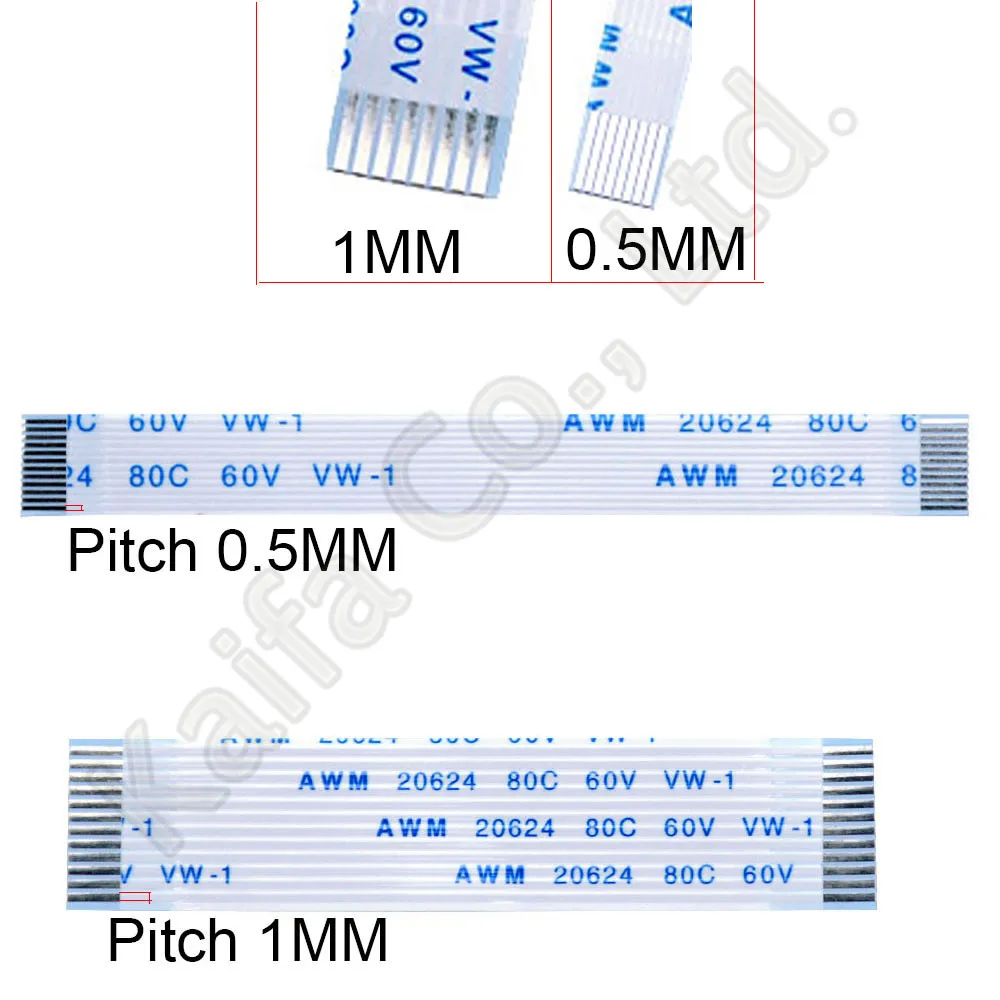 Flexible Flat Cable 10PCS Flat Flexible Cable FFC FPC LCD Cable AWM 20624 80C 60V VW-1 Pitch 0.5 1.0MM 4P-40Pin