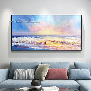 Image for Modern large abstract blue sky coloful ocean handm 