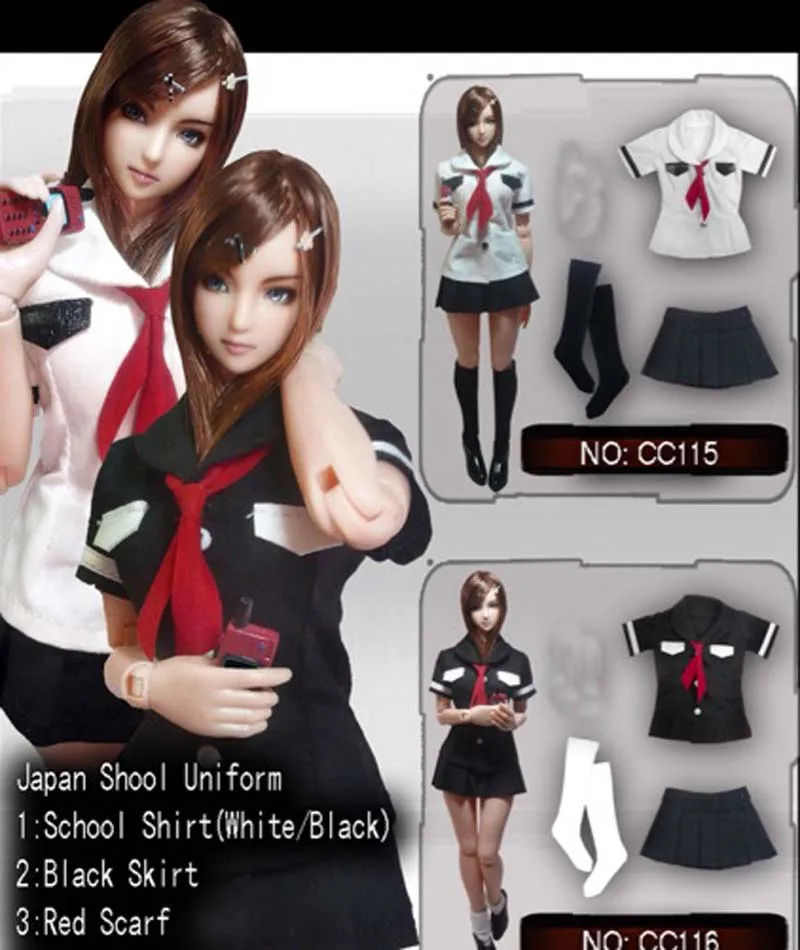 1/6 Scale Gothic Summer Student School Uniform with Coat Skirt Stockings Fit for 12in Phicen Hottoy Scene Toy | Игрушки и хобби