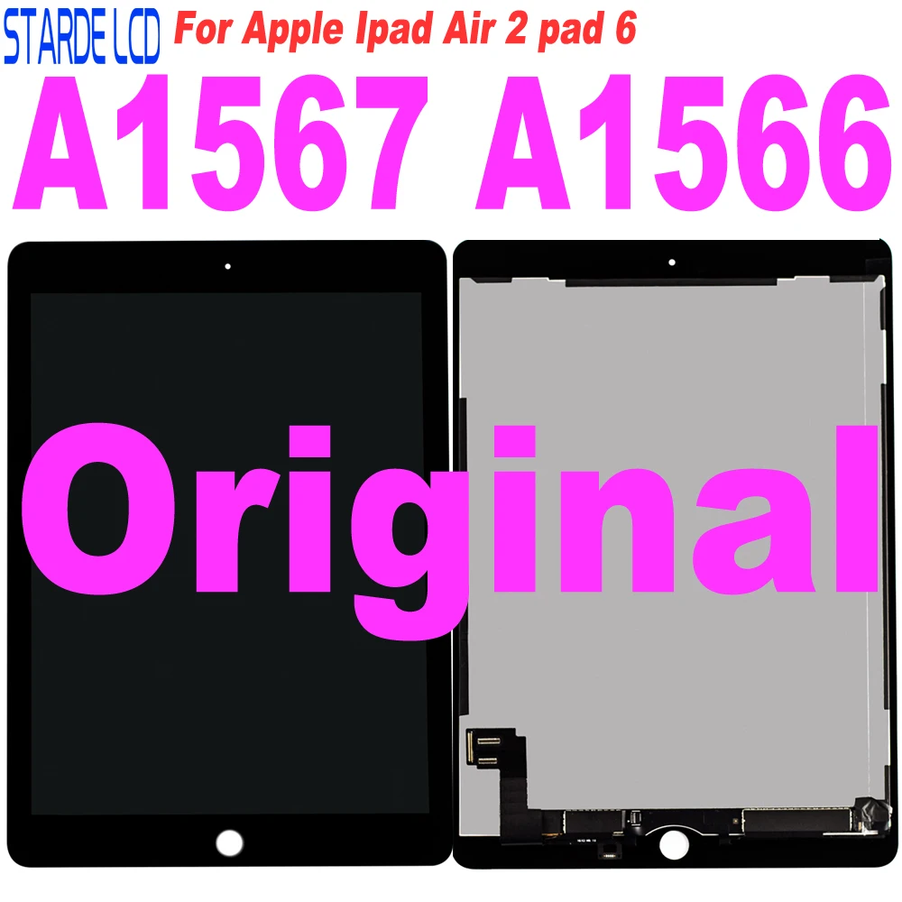 Nuovo 9.7 "Per Apple Ipad Air 2 Ipad 6 A1567 A1566 Display Lcd Completo Con Touch Screen Digitizer Panel Assembly Sostituzione Completa