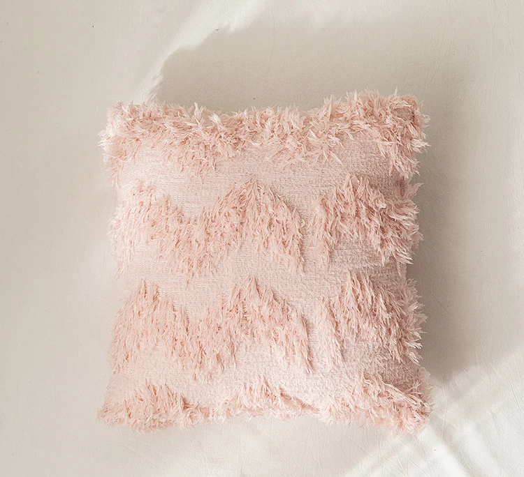 Pink 45x45 см/50x50 см, наволочка для подушки, квадратный чехол для подушки, горчичный, розовый, серый, белый, наволочка для подушки, украшение дома, диван, перо, кисточки, плюш - Цвет: Pink