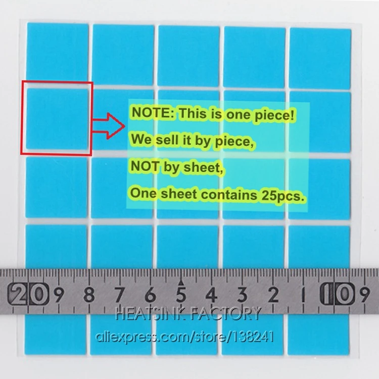 20 шт, 20x20 мм, 3 м, 8810, Термопаста, двухсторонний акриловый клей, синий радиатор, охлаждающая прокладка, термолента, светодиодный