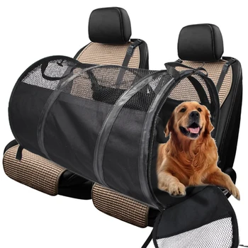 

Portable Pet Black Tent Carriers Foldable Car Pet Mat Back Seat Tent Breathable Waterproof Dog Cage Shape Travel Accessory