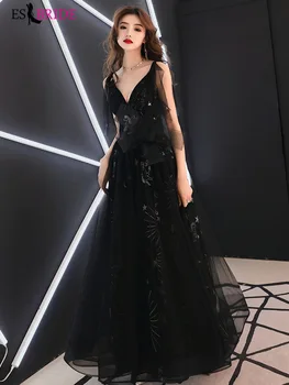 

Tulle lace evening dresses 2019 long party gown vestidos de fiesta de noche largos elegantes nuevo formal dress women ES2816