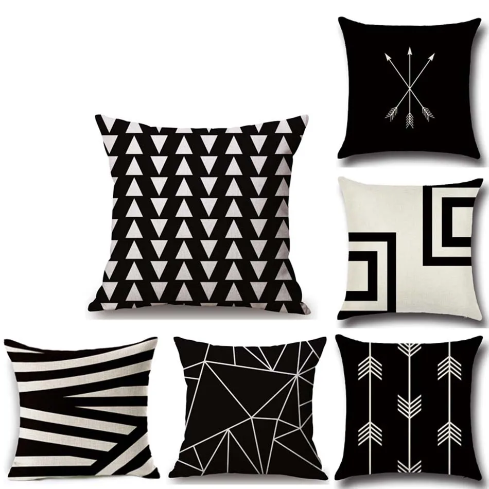 

Linen Geometric Line Pillow cover Stock 45 * 45cm Simple and Modern Simple back rest lazyback pillowcase Decorative bedding
