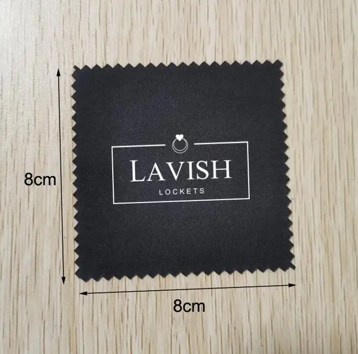 Customised Logo 1000 pcs 8x8cm Micro Suede Silver Jewelry Polishing Black Cloth Printed With White Logo And Ship by Fast Express custom ownfolk custom printed disposable fast food packaging box environmentally friendly stackable kraft burger box