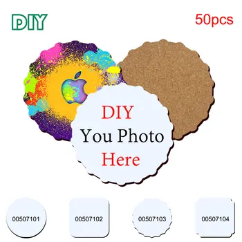 

50pcs/lot DIY MDF Wooden cork coaster kitchen accessories mat cup custom picture Coffee Drink Coaster set