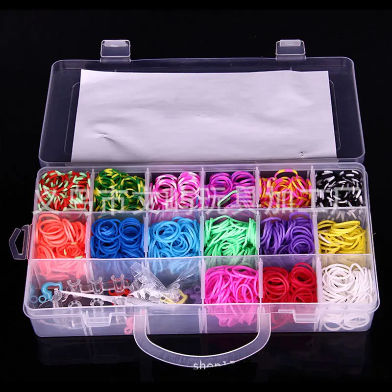 

Rubber Loom Band Weaving Set Rainbow Elastic Band Braided Bracelet Ponytail Fixer DIY Material Craft Handmade Toys Gift for girl