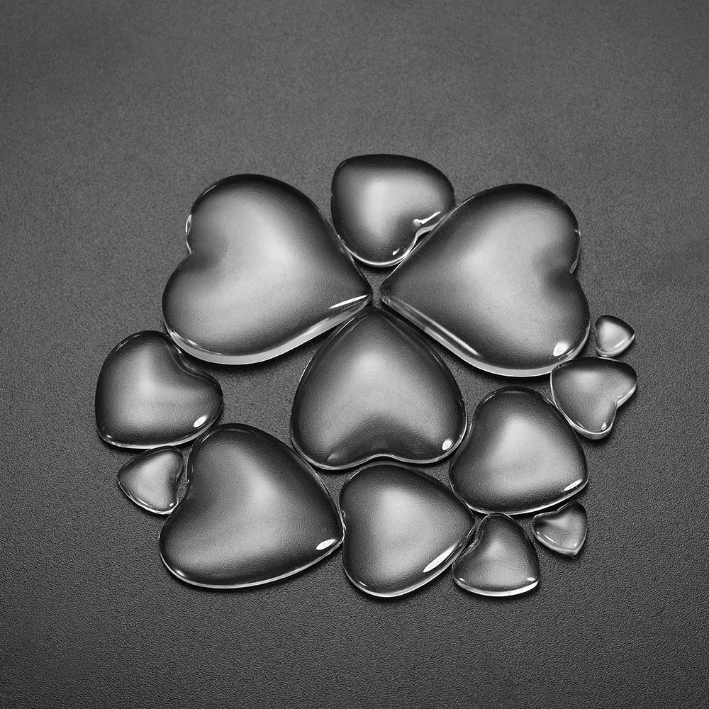 

1 Lot Transparent Heart Domed Magnifying Clear Glass Flat Back Cabochons Handmade Pendants for DIY Jewelry Making