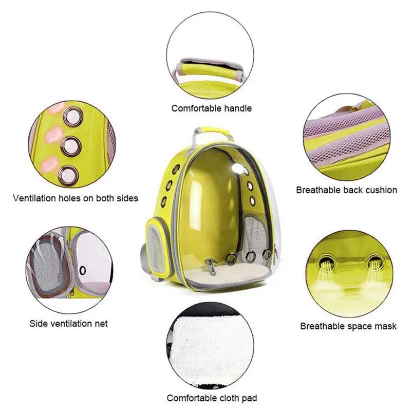 Portable Pet/Cat/Dog/Puppy Backpack Carrier Bubble, New Space Capsule Design 360 degree Sightseeing Rabbit Rucksack Handbag Tran