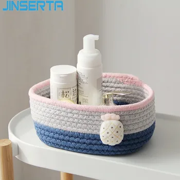 

JINSERTA Cotton Storage Box Cosmetic Organizer Handmade Snack Food Container Desktop Phone Wallet Keys Sundries Decor Frame