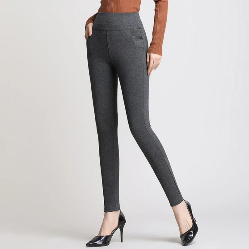 

Autumn Winter Women Pants 2020 Thick Warm Fleece Pencil Trousers Plus Size Elastic High Waist Ladies Office Wear Bottoms S-5XL