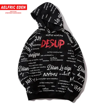 

Aelfric Eden Hip Hop Letter Graffiti Mens Fleece Hooded Sweatshirts Harajuku Casual Cotton Pullovers Fashion Streetwear Hoodies