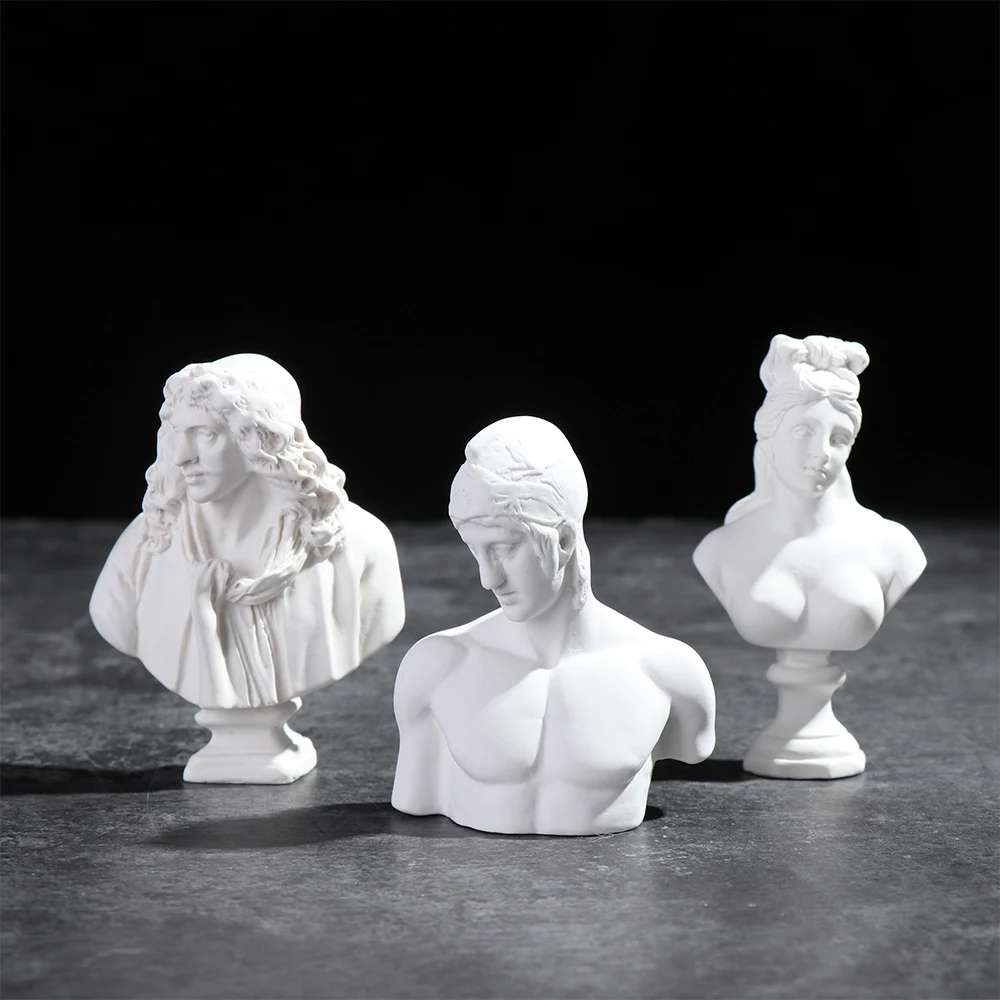 Greek Mythology Figurine David Head Portraits Bust Mini Gypsum Statue Drawing Practice Crafts Plaster Sculpture Nordic Decor • Colma.do™ • 2023 •