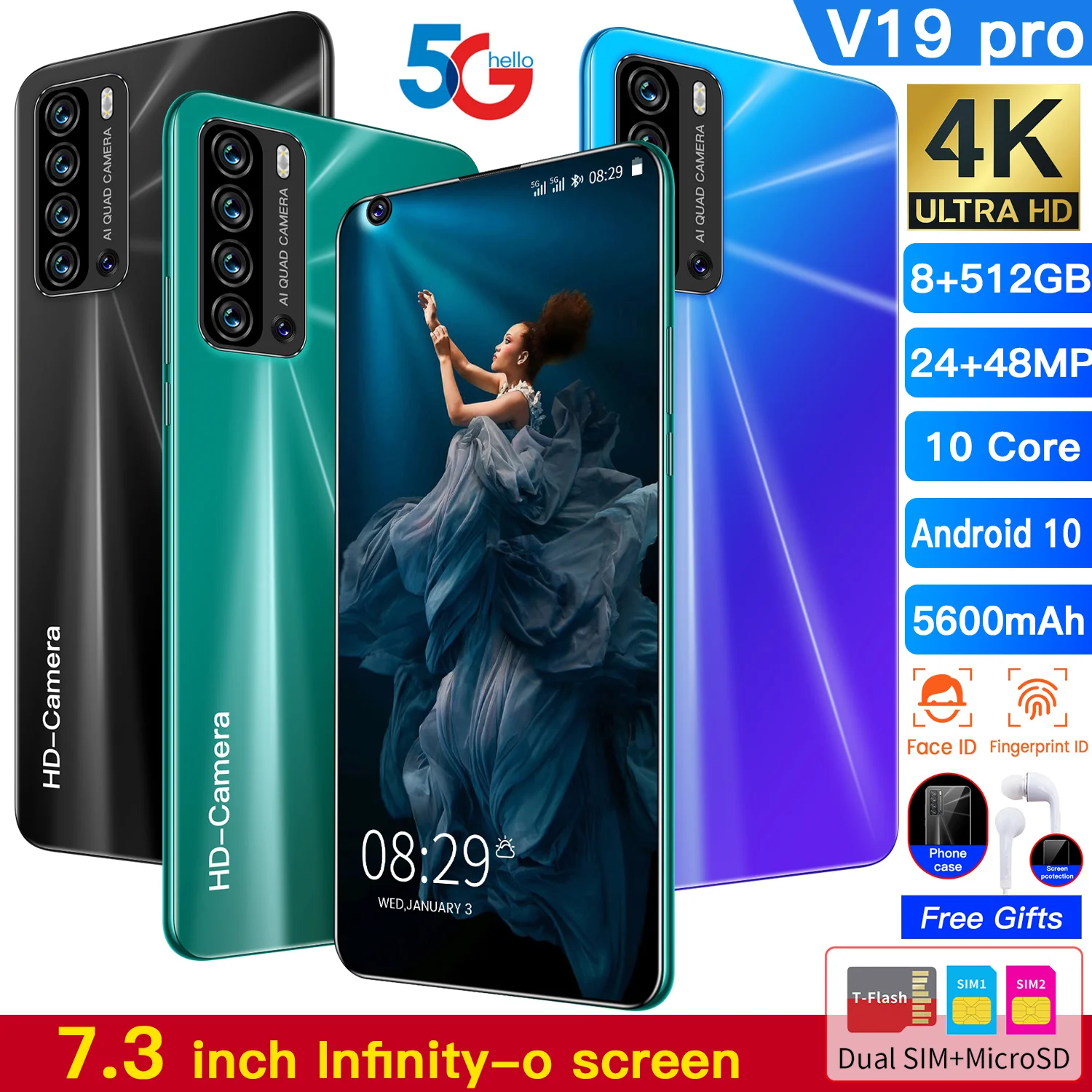 Смартфон с экраном 512 дюйма HD ОС Android 8 ГБ ОЗУ + 7 3 Гб ПЗУ | Мобильные телефоны и