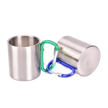 220 мл походная альпинистская дорожная чашка с карабином и ручкой для путешествий чашка из нержавеющей стали для кемпинга