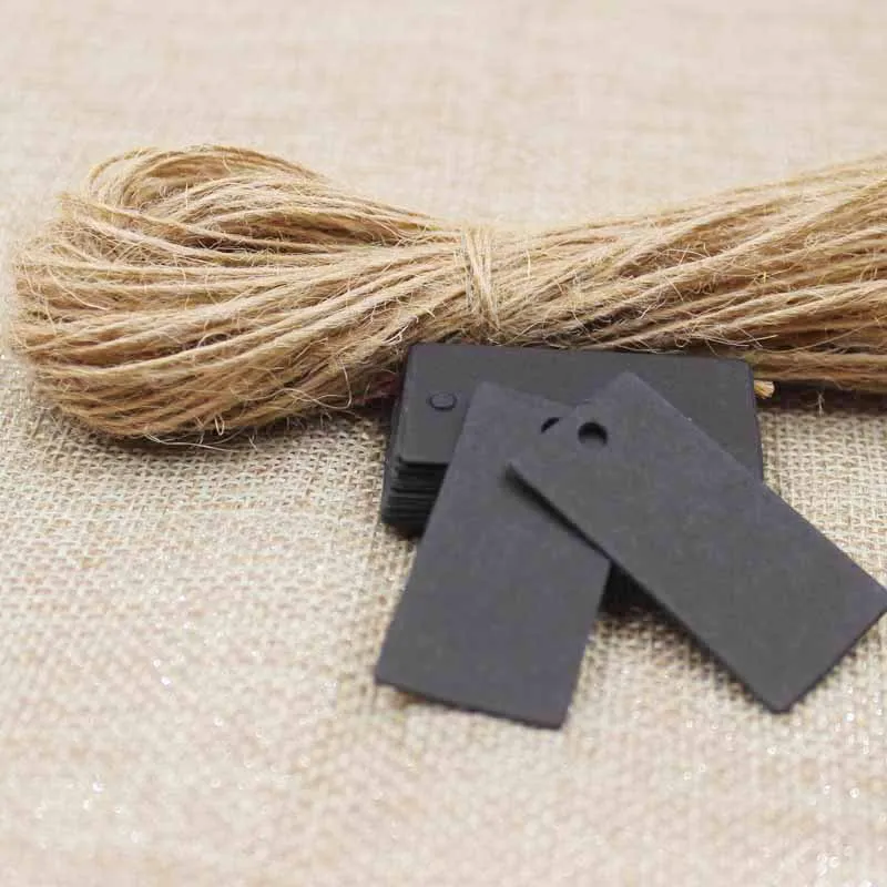 

Retrospective Lovely Small cute Party Decoration Paper cards Kraft /black Gift Tag Hang tag 200pcs +200 hemp string