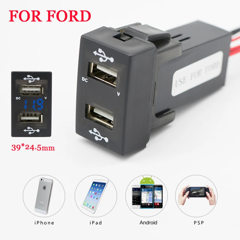 Dual USB Port Charging Dashboard Mount Car Panel 5V 2.1A 1.2A 2 USB