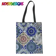 Бесшумный дизайн цветной принт с цветочным рисунком большая сумка многоразовая Портативная сумка через плечо складная сумка для покупок Цветочная Бохо на заказ