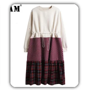 [EAM] Женская Асимметричная блуза большого размера с разрезом, новая свободная рубашка с отворотом и длинным рукавом, модная весенняя Осенняя 1H640