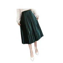 Летняя женская длинная Плиссированная юбка винтажные бархатные Юбки Женская Осенняя юбка с высокой талией юбка миди Офисная Леди Vadim Макси однотонная