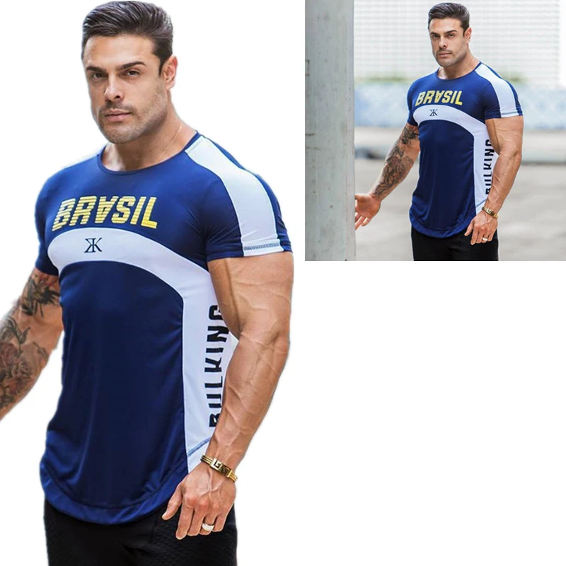 Футболка HETUAF Gyms, брендовая одежда, футболка для фитнеса, компрессионная футболка с коротким рукавом, футболка для бодибилдинга и упражнений