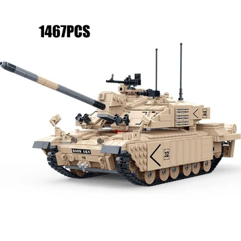 

Modern military 1:28 scale Challenger main battle tank batisbricks building block model ww2 Britain army figures bricks toys