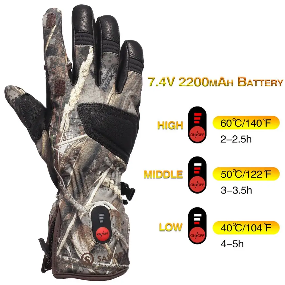 Спаситель перчатки с подогревом унисекс кожа Камуфляж Охота S32 перчатки лыжный спорт Велоспорт Спортивная батарея Отопление