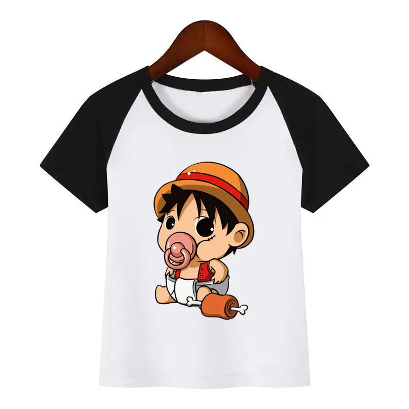 Аниме one piece Luffy/футболки с принтом для девочек и мальчиков дышащая Повседневная футболка с круглым вырезом Детская летняя футболка «С Днем Рождения»