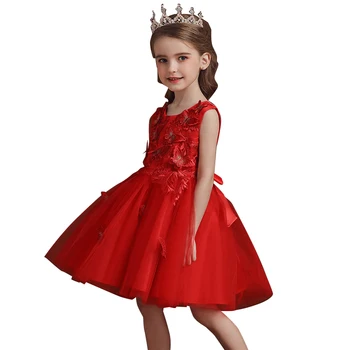 

Lace Floral Design Christmas Girls Dress 2020 Fashion Girl Dress Kids Dresses For Girl Children Sleeveless Party Dress 3-10Y