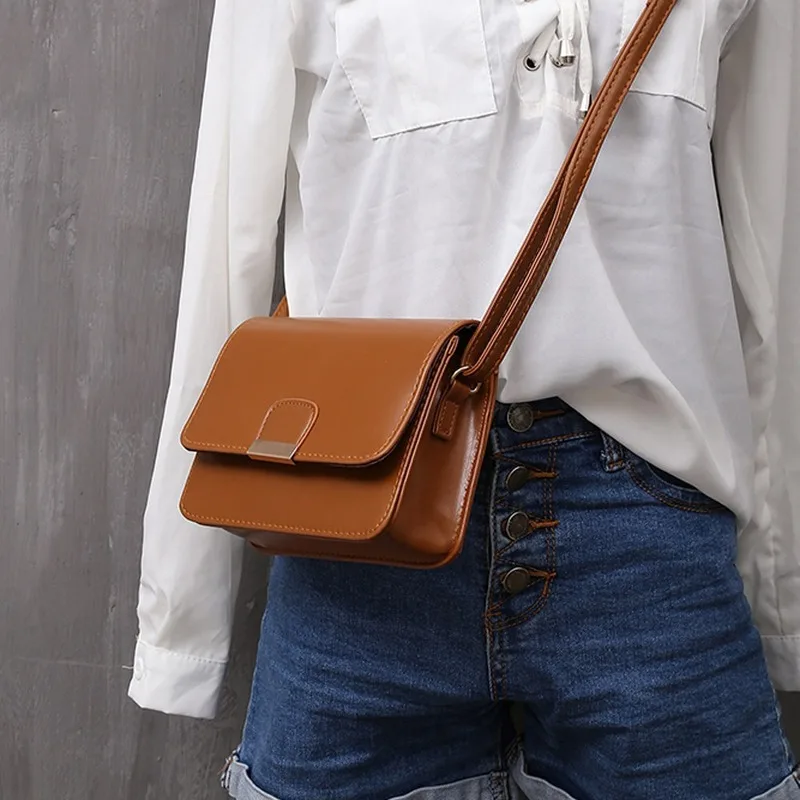  Women's Fashion Leather Simple Solid Handbag Small Shoulder Bags Crossbody Bags for Girls Messenger - 4000163020466