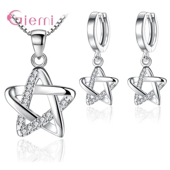 

Personality Temperament 925 Sterling Silver Cubic Zircon Star Earrings Necklace Jewelry Sets Fashion Gift Ornaments Bijoux