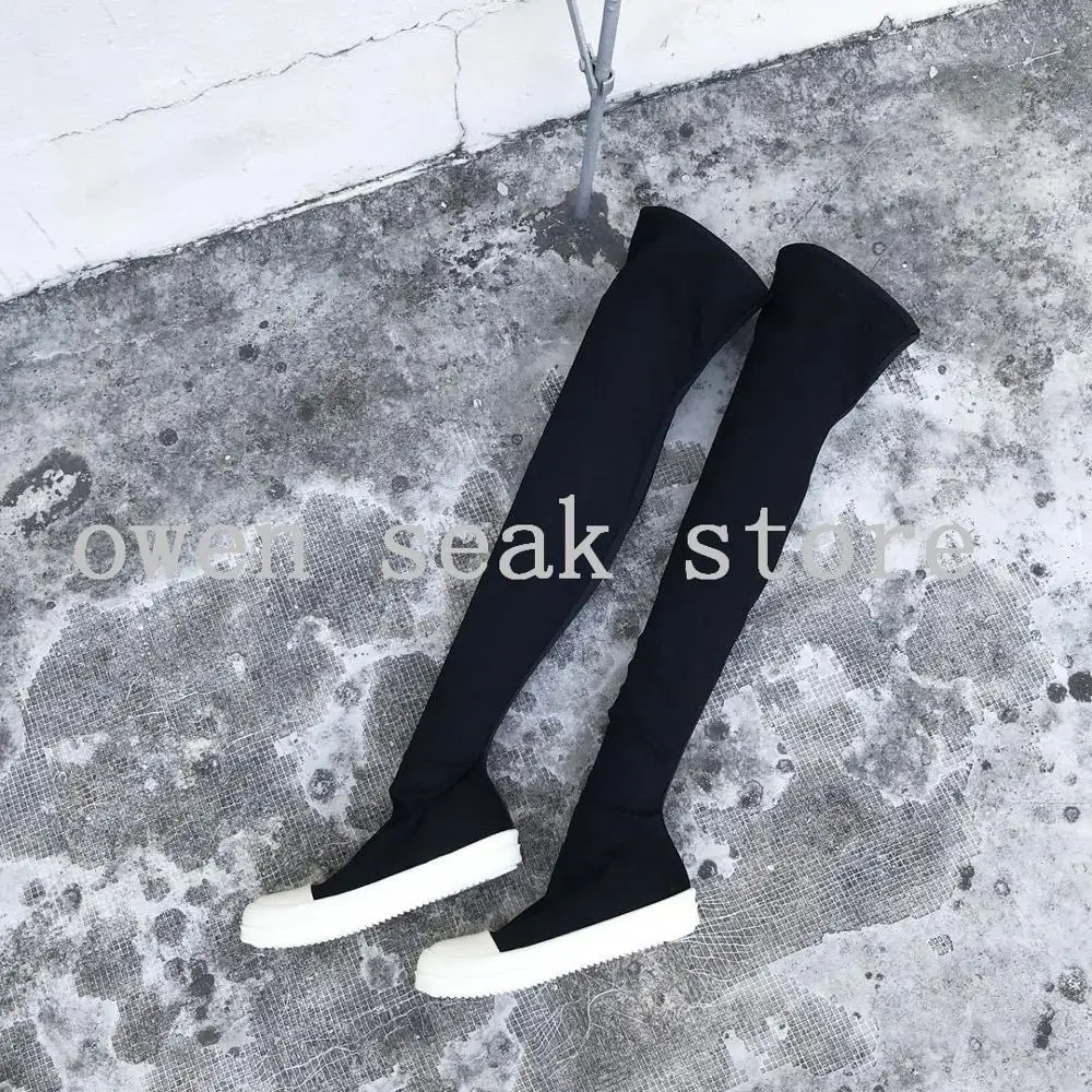 

Owen Seak Men Over Knee High Boots Luxury Trainers Canvas Winter Women Boots Casual Snow Flats Black Big Size Shoes