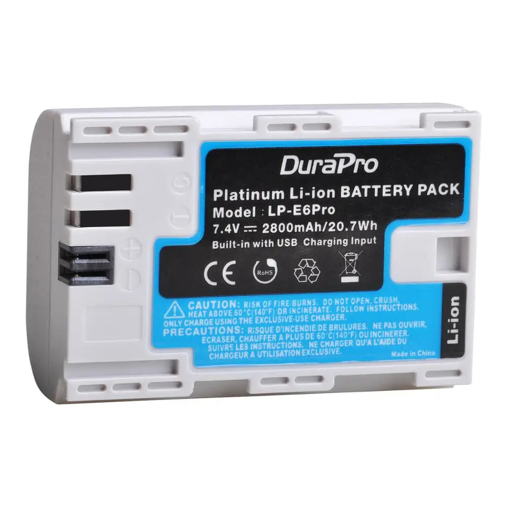 Аккумулятор для камеры DuraPro 7,4 V 2800mAH LP-E6 LP-E6N с usb-портом для Canon EOS 5DS 5D Mark II Mark III 6D 7D 60D 60Da 70D 80D - Цвет: 1 Battery