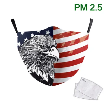 

Washable Face Mask Flag Adult Fabric Mask Print Keep Fighting USA Reusable PM 2.5 Dust Protective Masks Earhoop Mouth-muffle