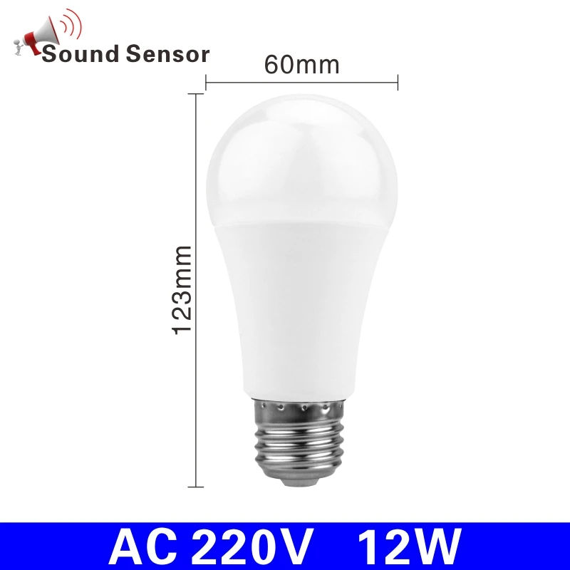 12W Sound Sensor Светодиодный датчик движения PIR лампа 5 Вт 7 Вт 9 Вт 12 Вт датчик звука лампа переменного тока 110 В 220 В Авто умный светодиодный инфракрасный PIR корпус E27 светильник лампа - Испускаемый цвет: 12W Sound Sensor