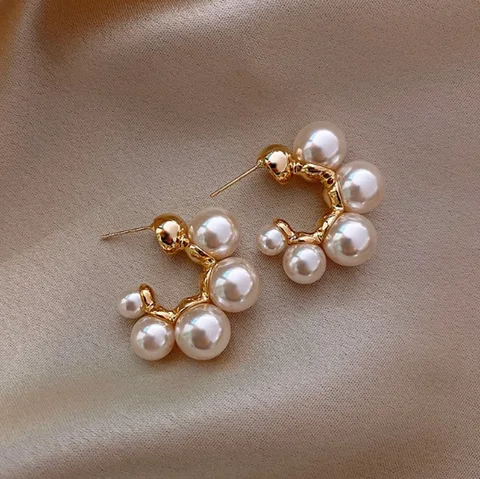 Celebrity Metal Korean Pearl Earrings For Woman Fashion Jewelry 2021 New Luxury Wedding Party Girl's Unusual Earrings
