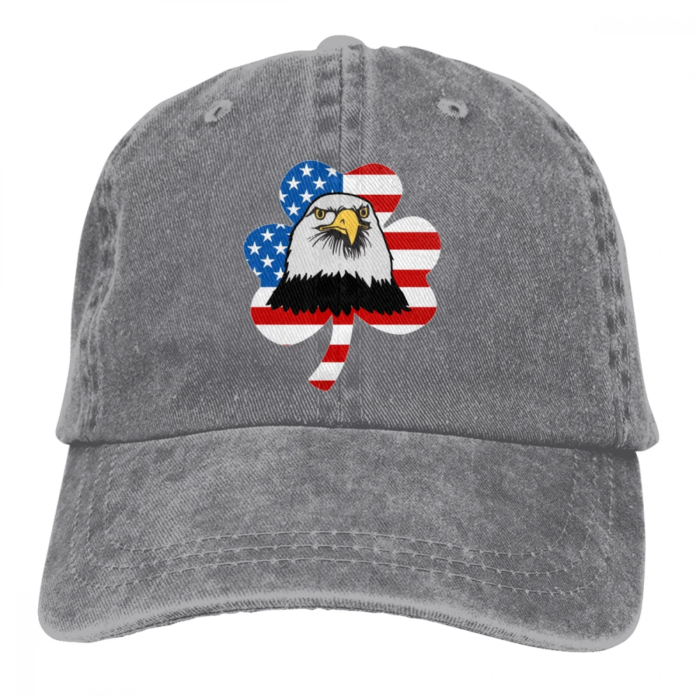 Американский флаг клевер с орлом Casquette черный унисекс Мужские Женские джинсовые бейсболка с ремешком кепки Регулируемый Гольф папа шляпа