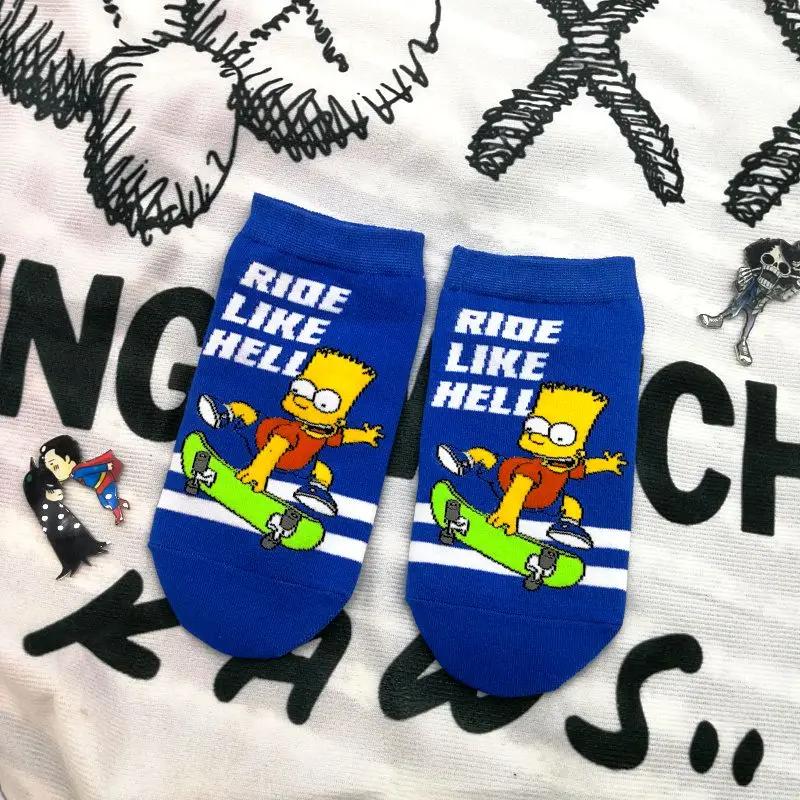 1 пара забавных женских детских носков милые хлопковые носки с надписью Happy Семья Симпсонов новинка пара весна осень короткие носки до лодыжки - Цвет: 4